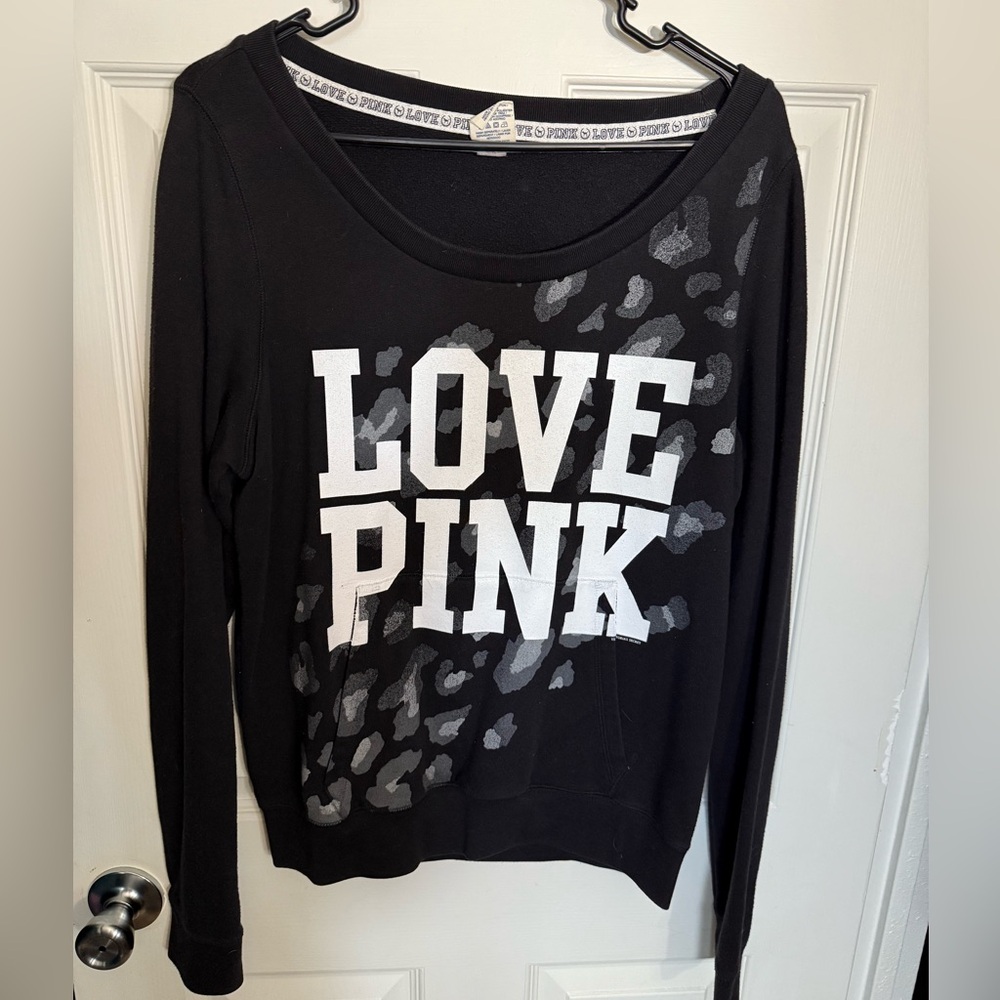 Victoria's Secret Black Graphic Long Sleeve Hoodie